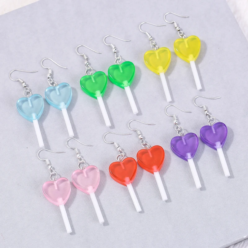 1pair Women Earring Resin Craft Candy Lollipop Bff Friendship Drop Earrings For Women Children Jewelry