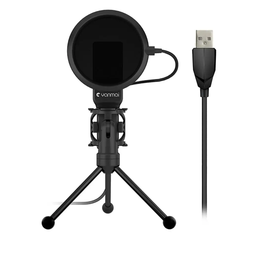 USB Microphone Mic With Stand Tripod Audio Recording For Computer PC Phone Desktop Computer Game Recording Condenser Microphone