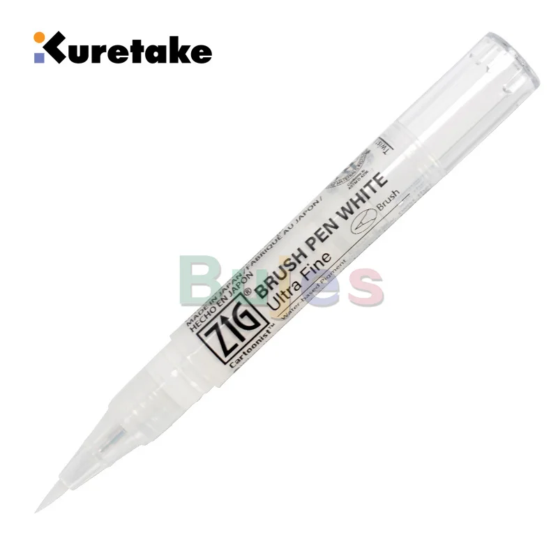 Ручка-кисть Kuretake ZIG BRUSH белая ультратонкая для ярких иллюстраций и рисунков манги