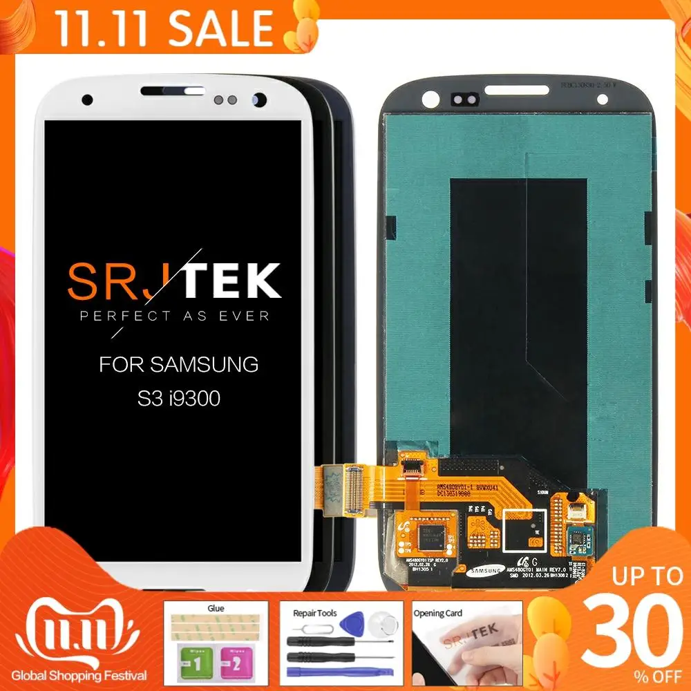 ЖК-дисплей Super AMOLED для Samsung Galaxy S III S3 i9300 i9300i i9301 i9301i i9305 сенсорный экран дигитайзер в