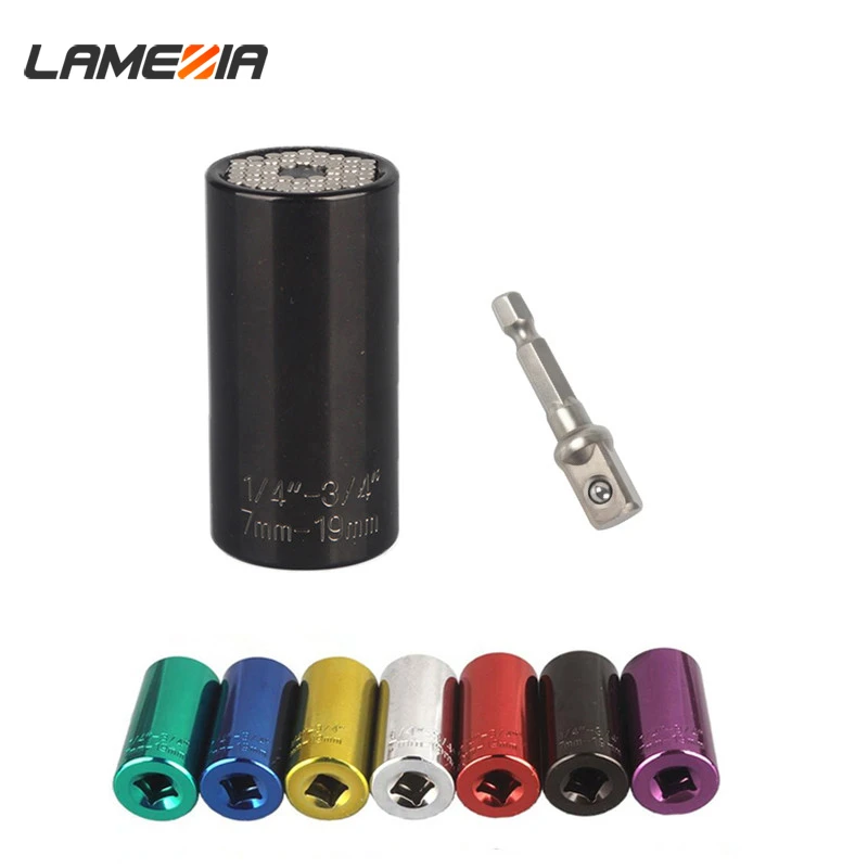 

LAMEZIA 7-19mm 3/8 Chromium-vanadium Steel Drill Socket Multi-Function Hand Tool Set Wrench Adapter Universal Sleeve