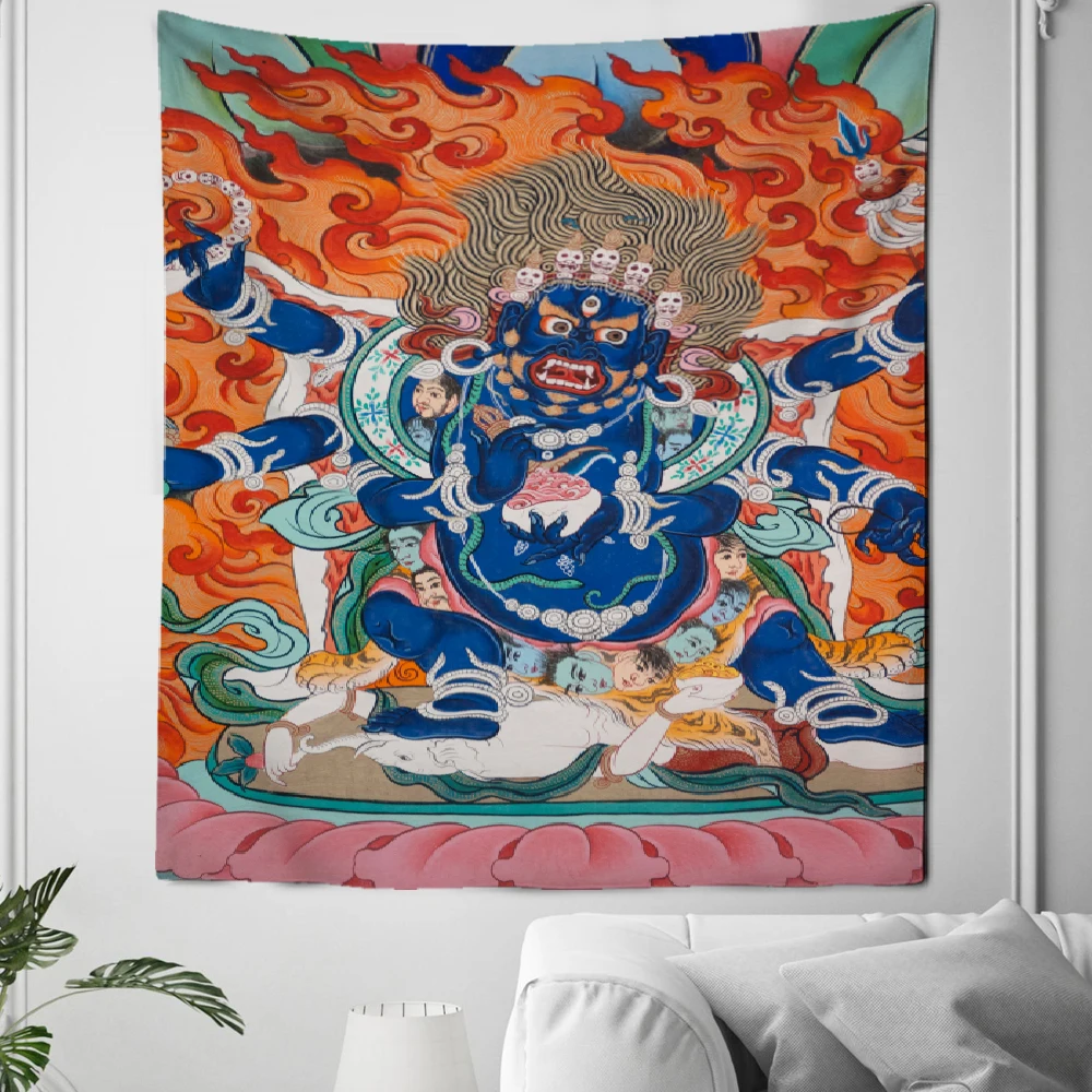Indický buddhy antikové buddhista tapiserie, joga zeď závěsný, hippies bohémský, žití pokoj, ložnice, meditace, psychedelické