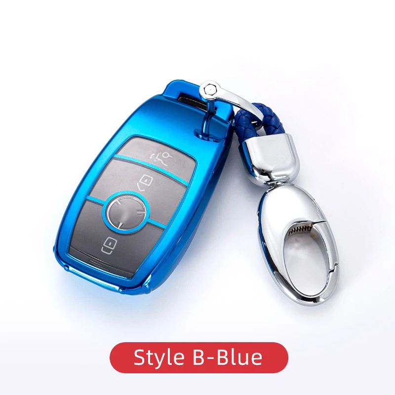 Style B-Blue Чехол для ключей автомобиля, брелок для Mercedes Benz W205 W213 CLS W222 W177-, аксессуары для интерьера - Название цвета: Style B-Blue