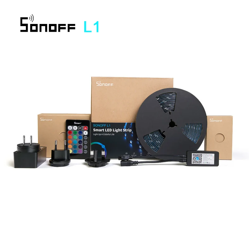 Sonoff L1 2 M/5 M светодиодный Wi-Fi светильник с дистанционным управлением, гибкий умный светодиодный светильник RGB, работает с Google Home