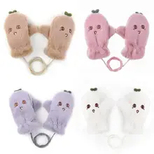 1 пара милых зимних теплых хлопковых смесовых шерстяных детских перчаток, рукавицы с длинными пальцами, аккуратное плетение, хорошее сохранение тепла