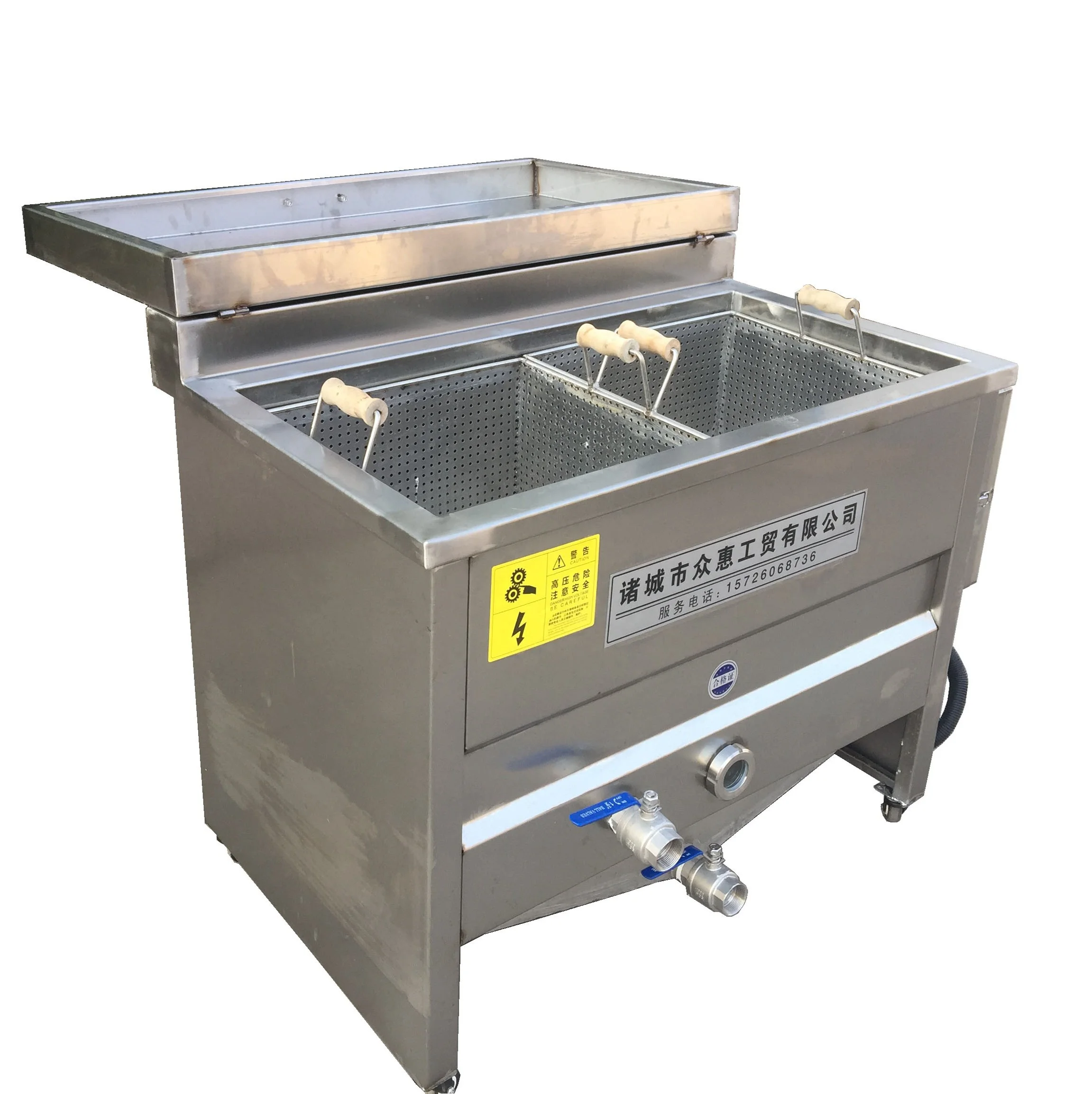 

gas deep fryer Oil water separation fish ball frying machine