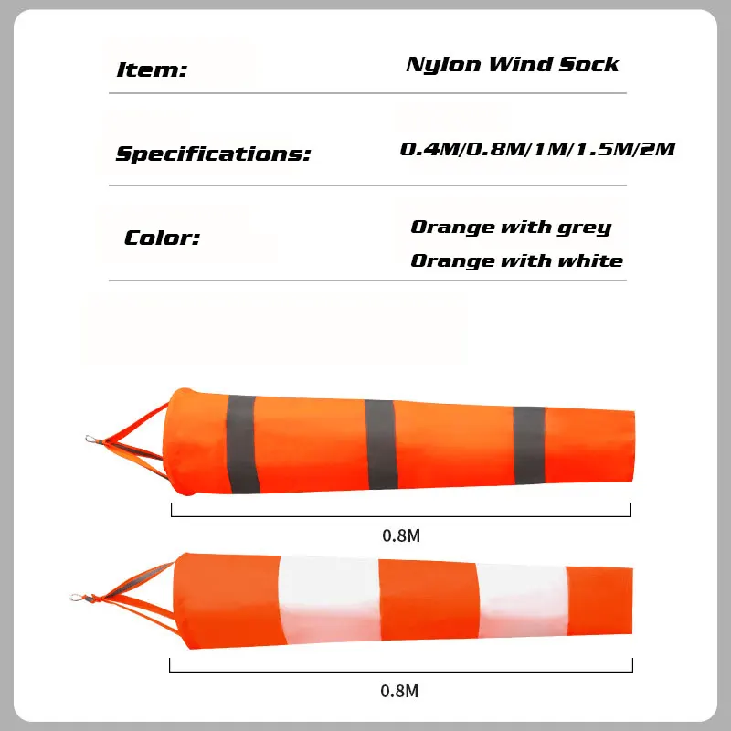 Airport Windsocks Outdoor Orange Rip-Stop Windsock Wind Sock Indicator Wind Measurement Sock Bag with Reflective Belt 31.49 39.37 59.05