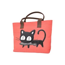 Холщовая Сумка на плечо, через плечо Повседневная хозяйственная сумка с мультяшным котом Для женщин сумки из натуральной кожи Для женщин сумка на плечо; для ланча Сумка-тоут-ОПК