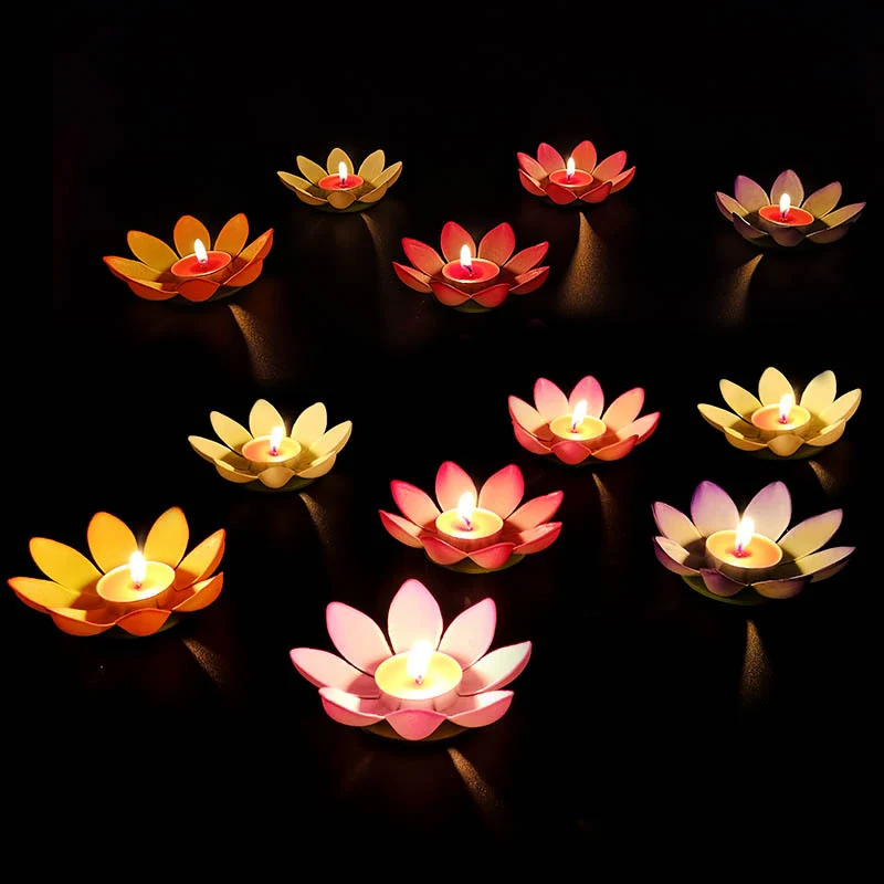 1pc Multicolor Silk Lotus Lantern Light Floating Candles Pool Decorations Wishing Birthday
