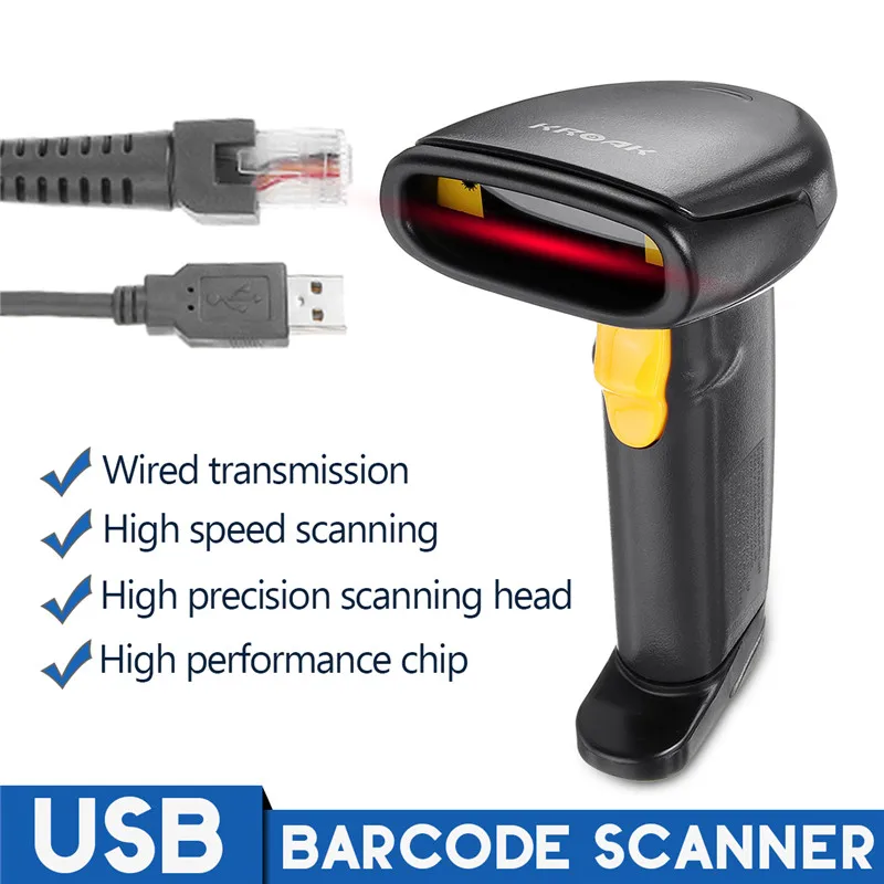 Считыватель штрих-кодов беспроводной портативный USB 1D красный светильник лазерный высокопроизводительный чип портативный считыватель штрих-кодов Сканер