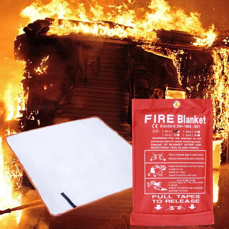 

1m/1.5m Fire Shelter Safety Cover Blanket Sealed Necessary Fire Emergency Blanket Flame-Retardant Saftety Camping Rescue Tool