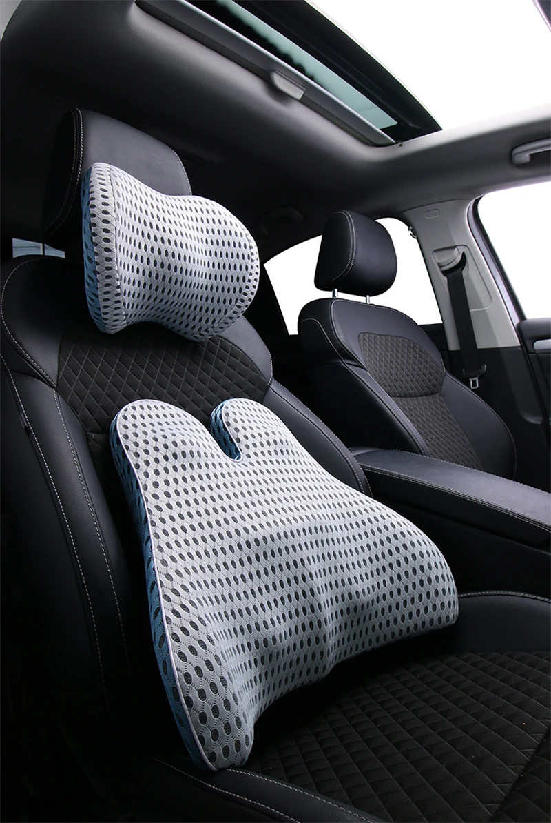 Car Headrest Neck Pillow Support Universal Soft Neck Pillows Cushion Memory Foam Lumbar Pillow Back Support Interior Automotive