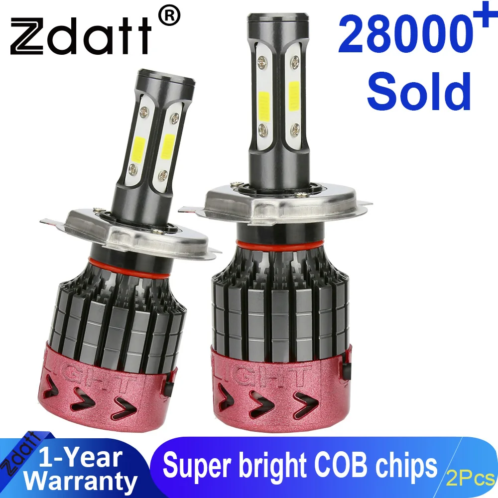 Zdatt авто светодиодные H4 H1 H7 H8 H9 H11 9006 9005 H3 лампочка Светодиодная лампа 80 Вт 8000Lm автомобиля света COB LED Фары для автомобиля 12 В туман лампы 6000 К HB4 HB3 9003 лампочки лампы для авто автолампы