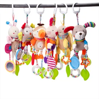 

Baby Plush Stroller Toys Baby Rattles Mobiles Cartoon Animal Hanging Bell Educational Music Baby Toys