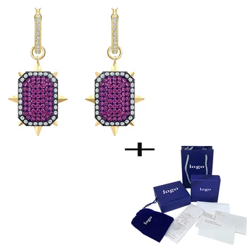 

Fashion New Tarot Magic Pierced Earrings Golden Simple Square Large Circle Crystal Female Fashion Romantic Earring Jewelry Gift