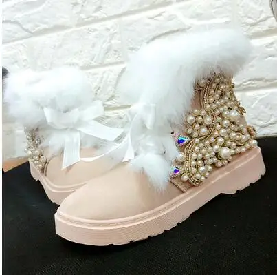 

Rabbit shoes women's wild tube snow boots cotton boots students plus velvet Martin boots boots
