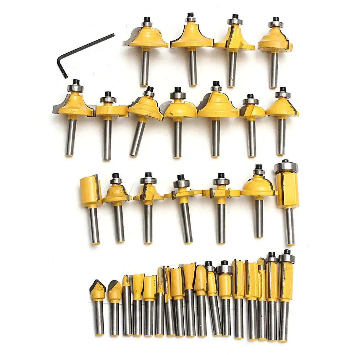 35pcs Router Bits Set TCT Tungsten Carbide Tipped 6.35mm 1/4" Shank Fit W/ Case