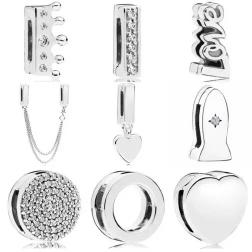 

Original 925 Sterling Silver Bead Charm Reflexions Dazzling Elegance Clip With Crystal Beads Fit Pandora Bracelet Diy Jewelry