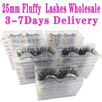 

Wholesale Mink Eyelashes 25mm Lashes Fluffy Messy 3D False Eyelashes Dramatic Long Natural Lashes Wholesale Makeup Mink Lashes