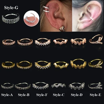 1Pc 18G Bendable Septo Ear Cartilage Tragus Helix Daith Rook Snug Conch Rings Real Septum Clicker Nose Hoop Lip Earring Piercing