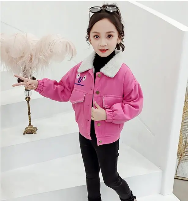 Детское пальто для девочек; Милая зимняя куртка с вышивкой в ковбойском стиле; модная одежда - Цвет: Розовый