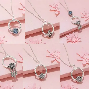 

100% 925 Sterling Silver Spring Letter O Pendant Necklace Female