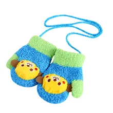 Зимние детские перчатки для девочек и мальчиков; зимние хлопковые милые теплые варежки в стиле пэчворк с изображением животных из мультфильмов; перчатки для детей