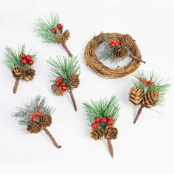 

Small Berry Stems Artificial Pine Cones Branches Picks for Christmas Flower Arrangements Wreaths Xmas Holiday Floral Decorations