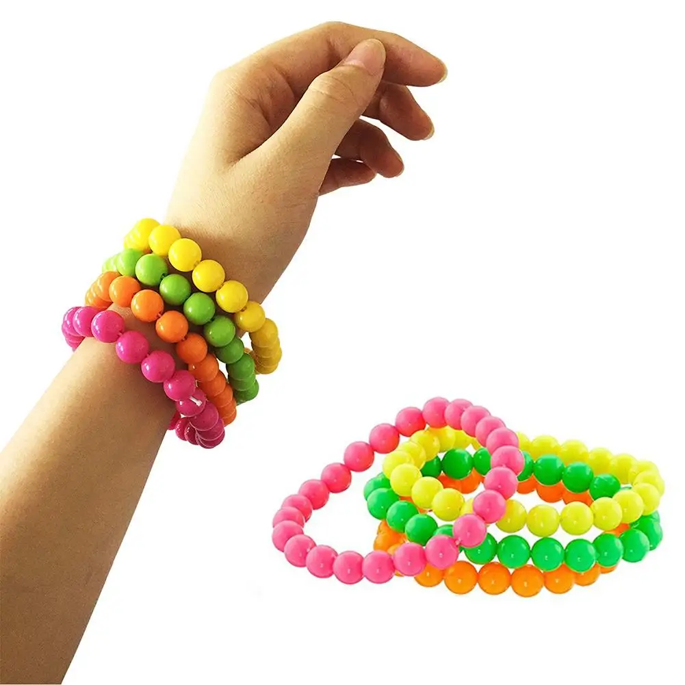 

4Pcs Neon Color Bead Strand Necklaces Bracelets Jewelry Party Dress Accessories Necklace And Bracelet Cosplay Accessories Party