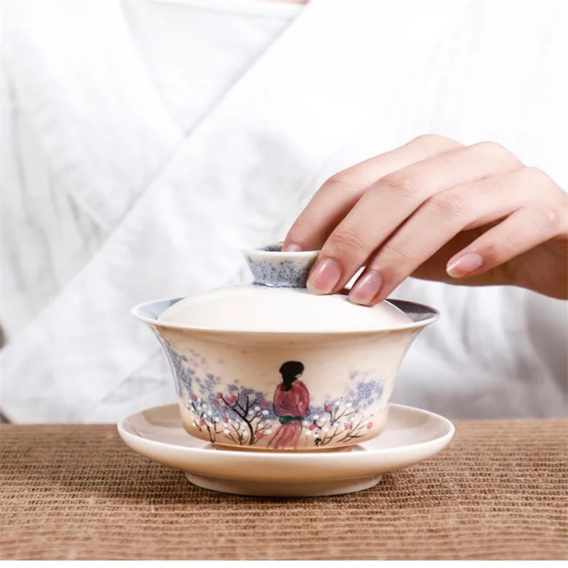 Цзиндэчжэнь Gaiwan 130 мл Ручная Керамическая чашка для чая художественная чайная