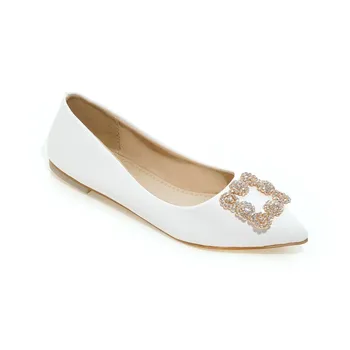 

Big Size Pointed water drill buckle single shoe summer flat ladies women shoes woman