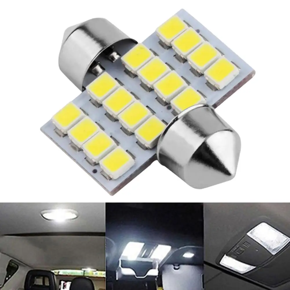 16SMD светодиодный AC/DC 12V авто лампы белого цвета с чтения укрыты внутренной сводной