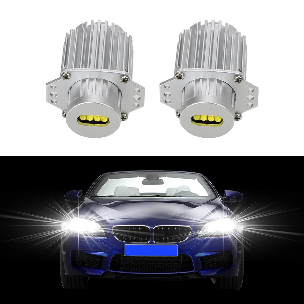 2Pcs 80W Angel Eyes Headlight Bright Marker Lights LED Daytime Running
