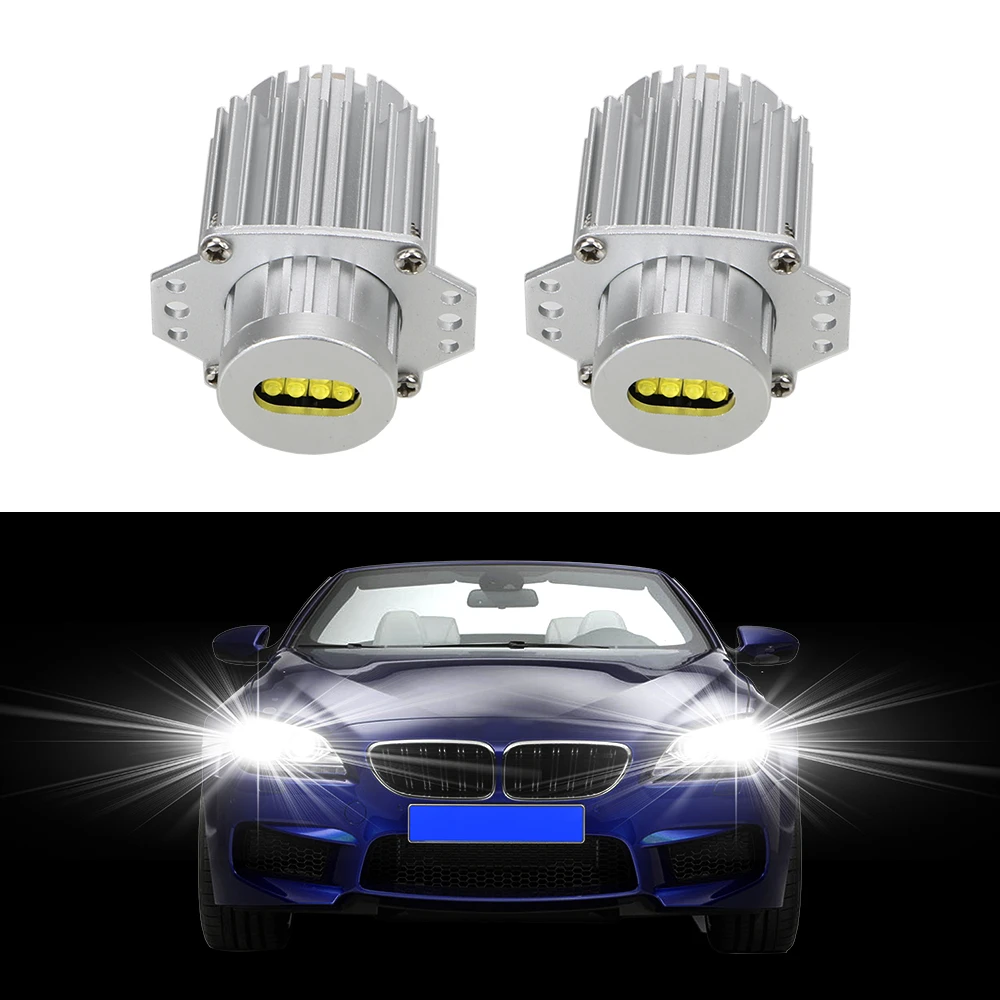 2Pcs 80W Angel Eyes Headlight Bright Marker Lights LED Daytime Running