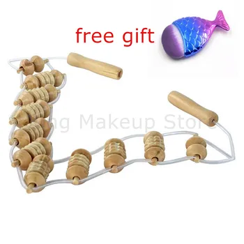 

Wooden Body Back Massage Rollor Wheel Pulling Relax Muscle Stimulator Massage Health Care Tools With Free Makeup Brush 20#7
