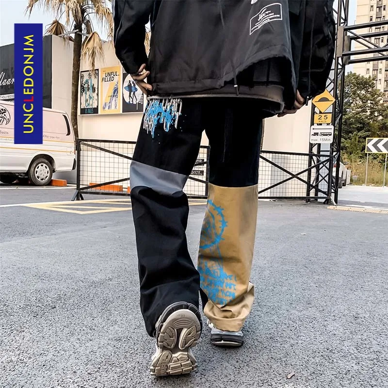 UNCLEDONJM Colour Block Cargo Pants Men Streetwear Hip hop Loose fit Trousers Casual Pants Harajuku Man Fashion 2002 UNCLEDONJM Colour Block Cargo Pants Men Streetwear Hip hop Loose fit Trousers Casual Pants Harajuku Man Fashion 2002