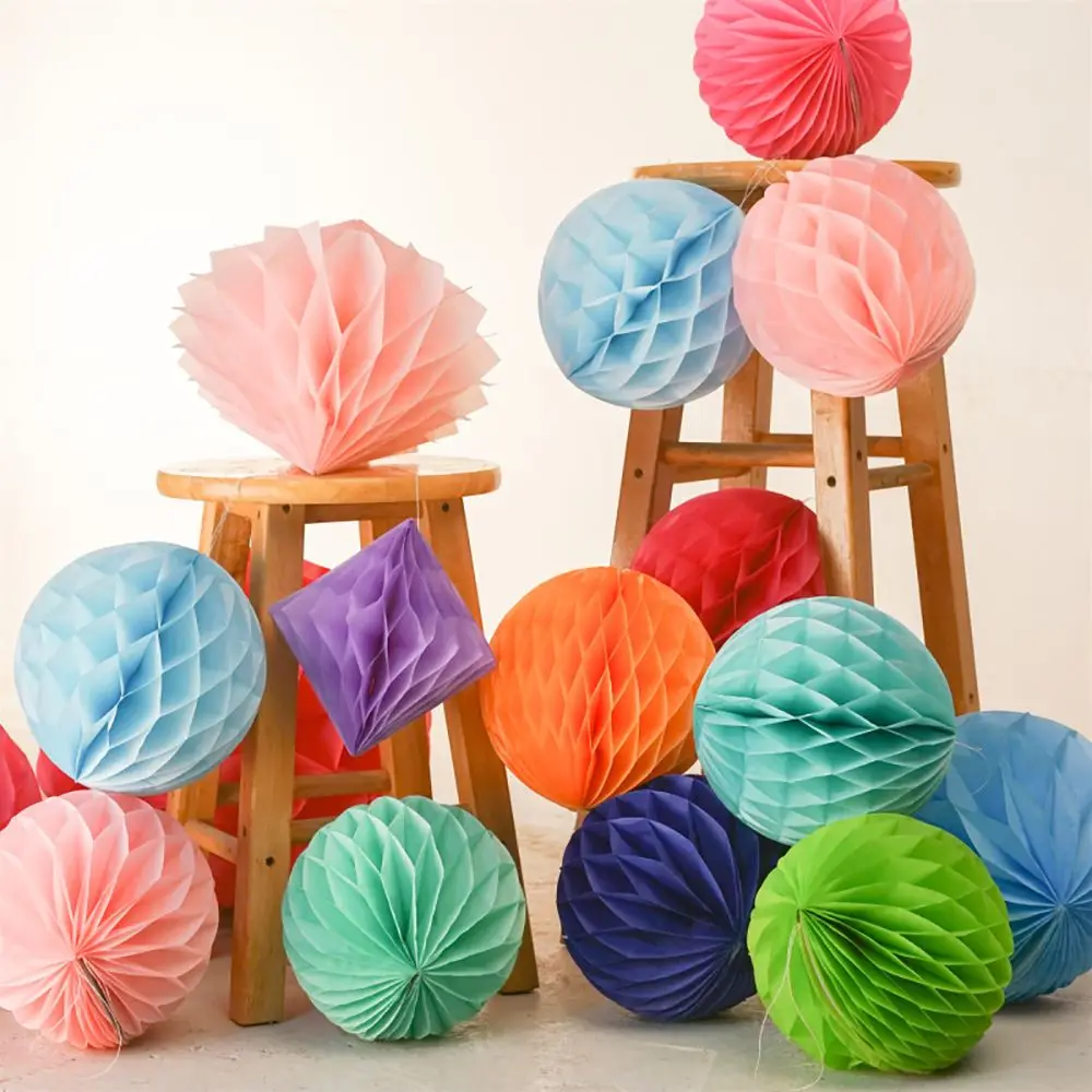 1pc 12 Inch Tissue Paper Lantern Pompoms Honeycomb Balls Flower Hanging Decor Birthday Party Christmas Decoration Supplies