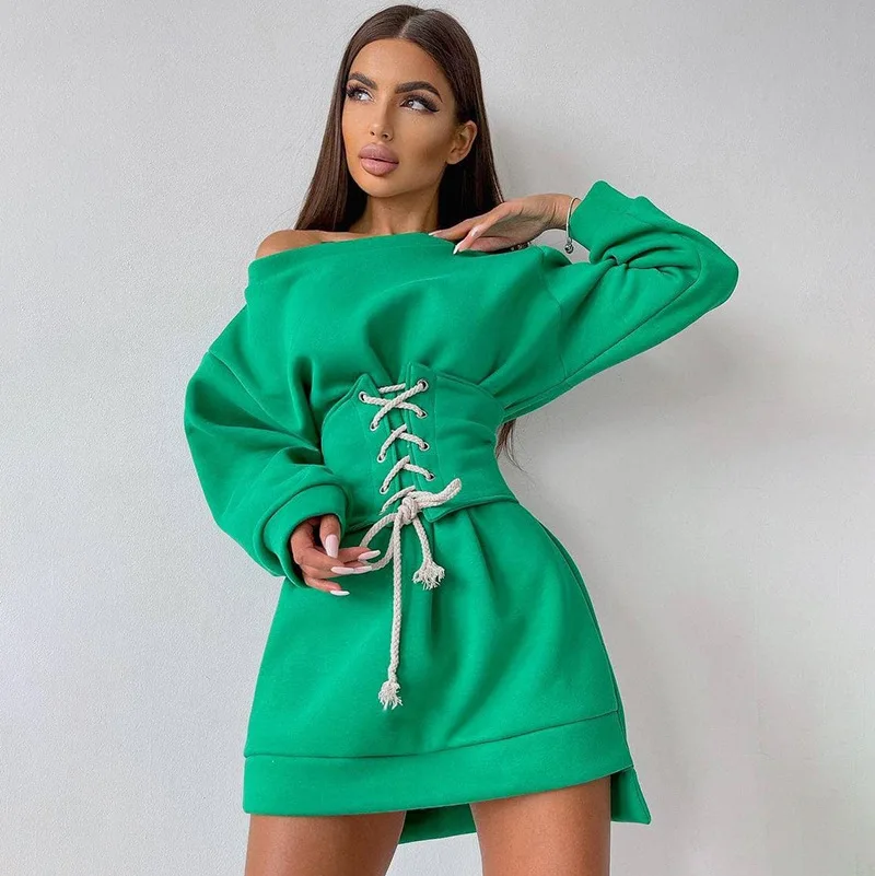 Casual Long Sleeve Mini Dress For Women 2021 Autumn Winter Elegant Party Birthday Dresses Black Wihte Green Christmas Clothes purple dress