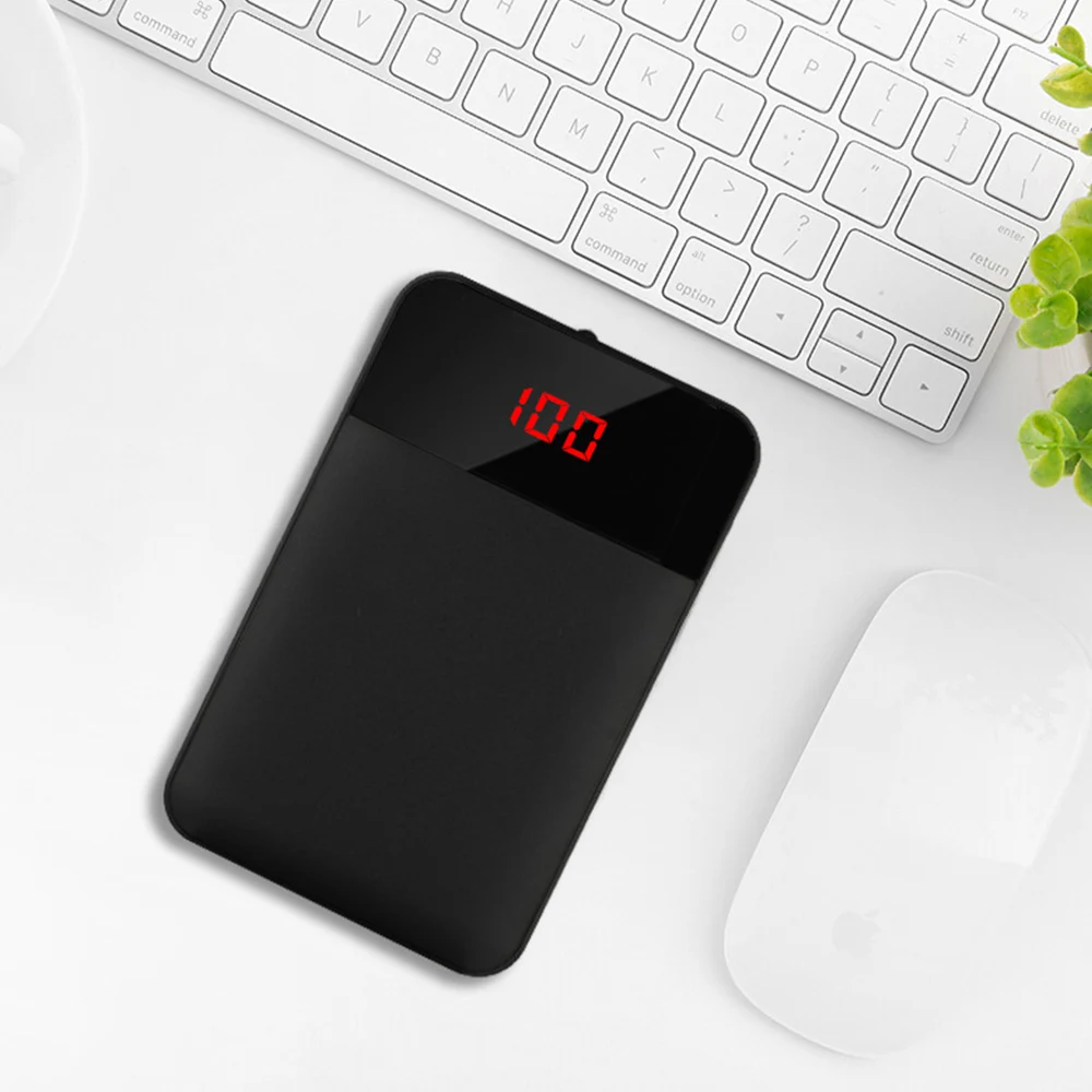 Внешний аккумулятор NATTHSWE mi ni 20000 мАч для iPhone 8 Xiaomi mi, Дополнительный внешний аккумулятор, зарядное устройство с двумя портами Usb, внешний аккумулятор - Цвет: Черный