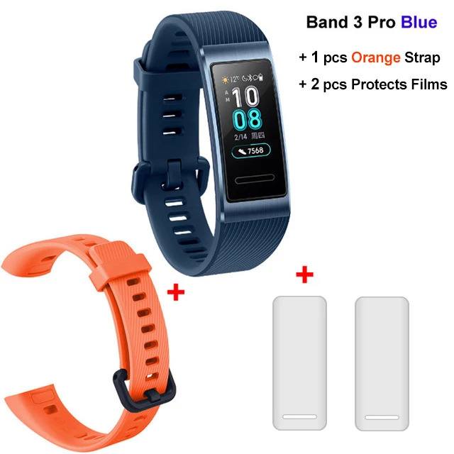 huawei Band 3 Pro gps смарт-браслет металлический Amoled 0,95 'полный цвет сенсорный экран для сердечного ритма сенсор плавание ход сна Браслет - Цвет: Films n Orange Strap