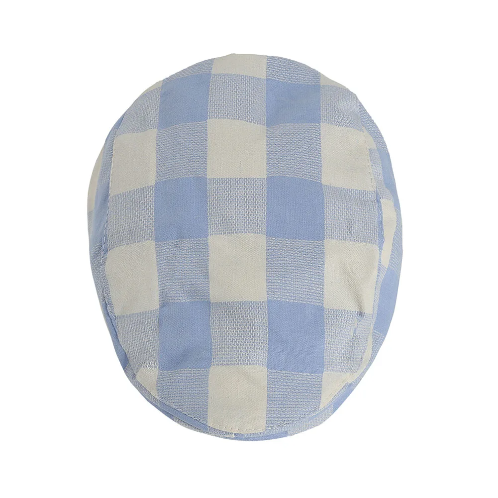 light blue Детская шапка, берет, клетчатый узор, модные, дышащие, для улицы, вечерние, FEA889 - Color: light blue