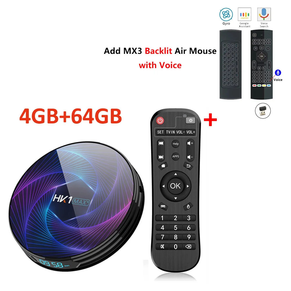 4GB64GB add MX3L mic HK1 MAX PLUS Android ТВ приставка RK3368PRO 4GB 64 GB/128 GB 2,4G/5G wifi Bluetooth 4,0 ТВ приставка RJ45 1000M 4K HD 1080P медиаплеер - Цвет: 4GB64GB add MX3L mic