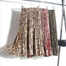 Горячая Корейская версия Высокая талия юбка женская леопардовая юбка женская модная плиссированная длинная юбка jupe femme saia