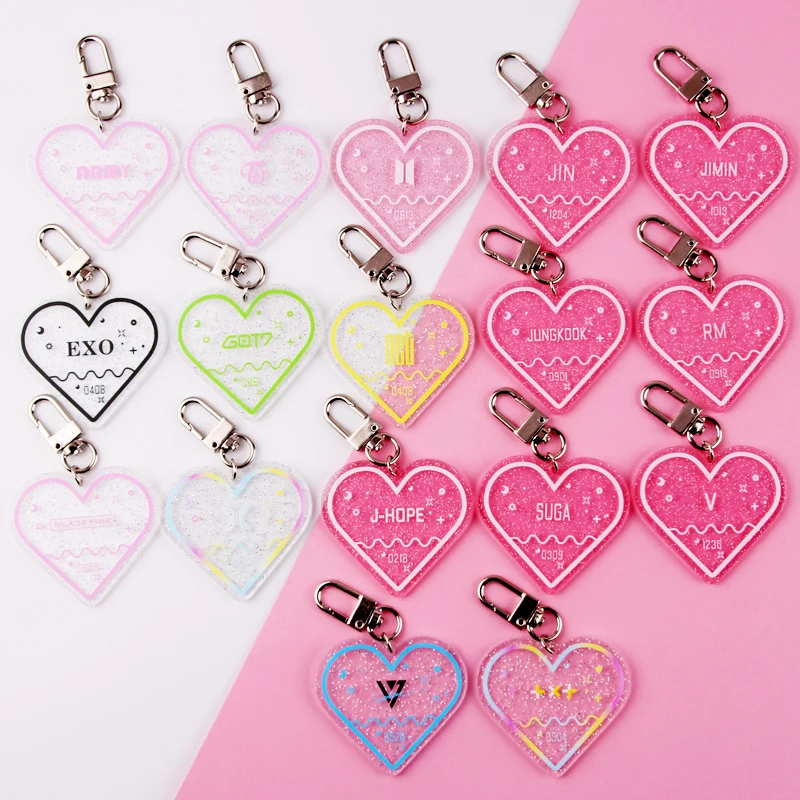 

KPOP Bangtan Boys Keychain TWICE EXO SEVENTEEN GOT7 Acrylic Key Chain Gift JIMIN JUNGKOOK V RM ARMY J-HOPE Keyring