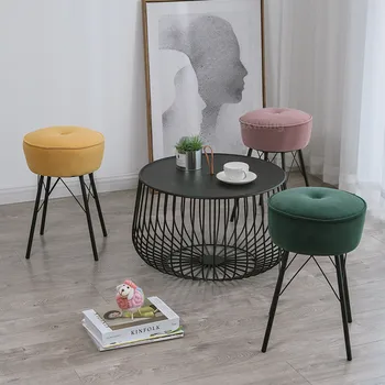 

European Retro Dressing Stool Makeup Chair Fabric Bar Chair Modern Minimalist Light Luxury Bedroom Chairs Bar Chairs