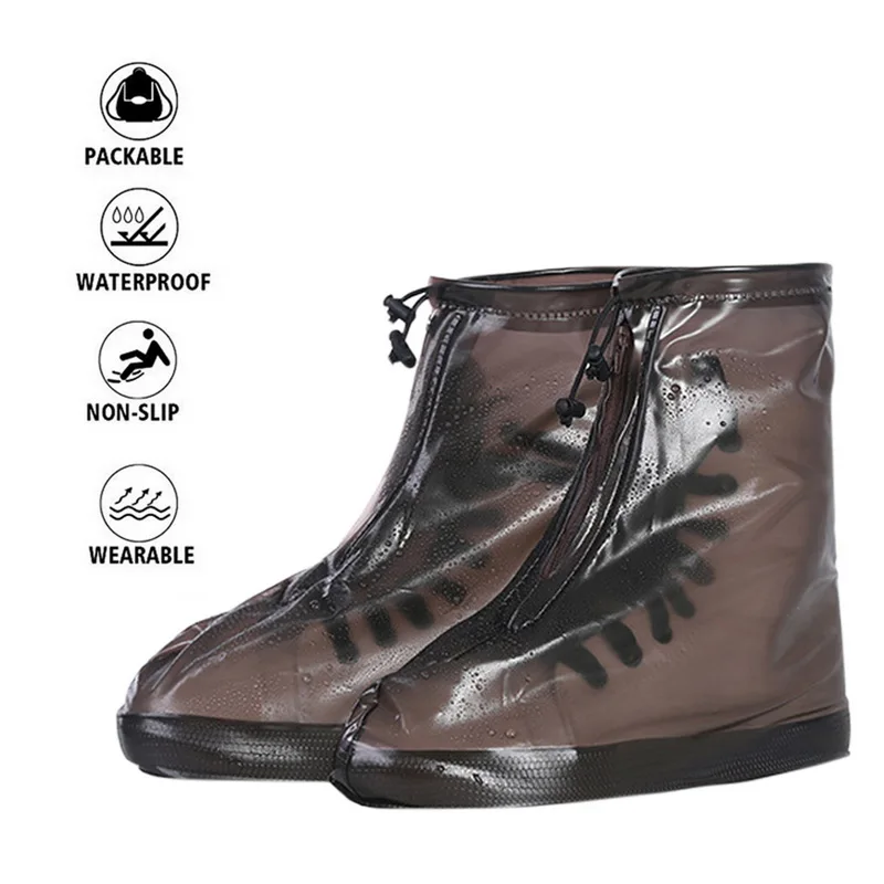 

Unisex Non-slip Rain Cover Boots Waterproof High Top Outdoor Rainy Shoes Reusable Thick Solid Color Shoes Covers