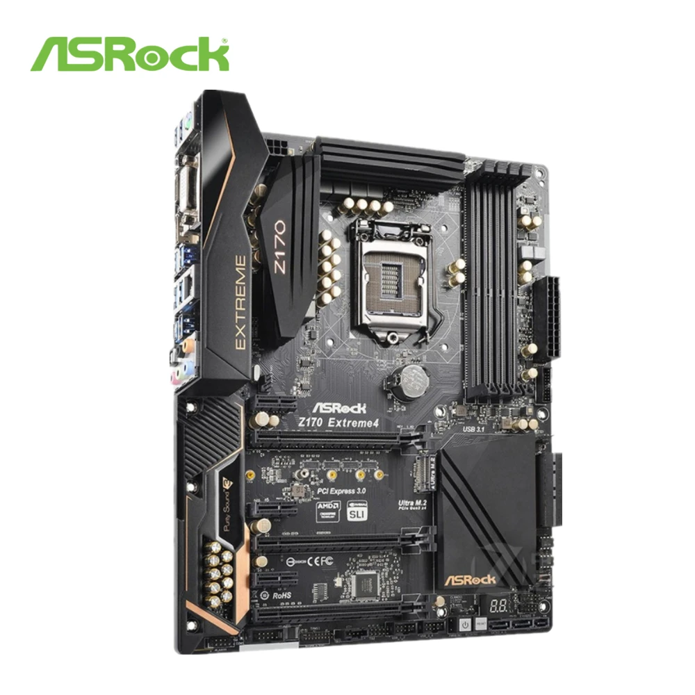 ASRock Z170 Extreme4 Original Desktop 1151 Motherboard Z170 Socket LGA1151 DDR4 SATA3 USB3.0 M.2 ASRock Z170 Extreme4 the most powerful motherboard