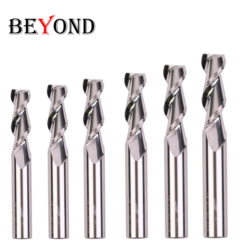 

BEYOND EndMill 3mm HRC60 2 Edge aluminum Milling Cutter Tools 4mm 8mm 10mm CNC Router Bit 100mm Carbide 2 Flute Tungsten Alloy