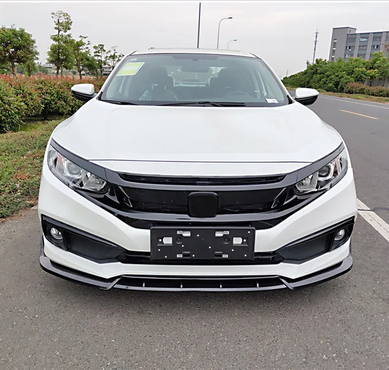 Для нового Honda Civic защита выхлопного отверстия переднего бампера комплект кузова спойлер для губ бампер для автомобиля Передняя Лопата столкновения Спорт черный