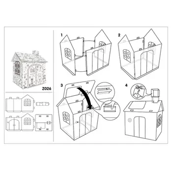 

DIY 2.2 Feet Tall Large Cardboard Coloring Creative Crafts Play House Project Assemble and Paint Educational Toys For Kids